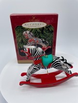 Vintage Hallmark Keepsake Christmas Ornament Rocking Horse Zebra Fantasy 1999 - £5.18 GBP