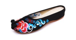 Backless flat shoes ladies vintage loafers chinese style slides beach flip flops canvas thumb200