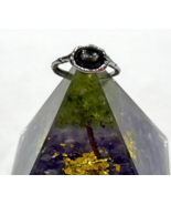 Silver Plated Black Tourmaline Ring 6x8mm Oval Adjustable Protection Stone - $19.99