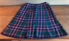 Young Pendleton Plaid Skirt Size 5-6 Virgin Wool Zipper Back Green Blue &amp; Red - £25.56 GBP