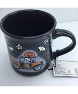 Coffee Mug Halloween Black Skeleton Riding In Car Trick Or Treat Cobwebs... - $15.79