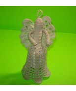 Hand Crochet Angel Christmas Ornament Halo White 7&quot; Tree Topper White Fa... - £12.69 GBP