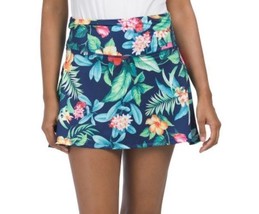 NWT X by GOTTEX Navy Botanical Golf Tennis Pickleball Knit Godet Skort  ... - $36.99