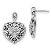Silver  CZ Heart Dangle Post Earrings QE13404 - $1,217.13 MXN