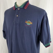 Hard Rock Cafe Washington DC Polo Shirt XL Blue Cotton Embroidered Vinta... - $19.99