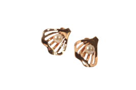 Van Dell Gold Filled Earrings with Faux Pearl Accents Screw Back - £6.77 GBP