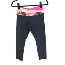 Lululemon Womens Astro Pant Crop Black Secret Garden Heathered Cashew Pink 4 - £18.86 GBP