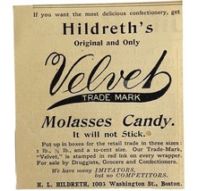 Hildreth&#39;s Velvet Molasses Candy 1894 Advertisement Victorian Snacks ADB... - $373.29 MXN
