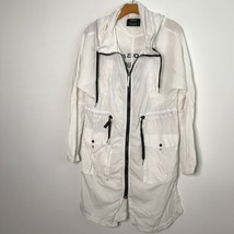 Bershka Jacket White S Windbreaker Long Sleeve Contrast Black Zip Hooded... - $19.29