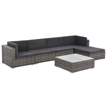 Outdoor Garden Patio Gray 6 Piece Poly Rattan Furniture Lounge Set With ... - £340.97 GBP