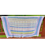 Crocheted Pastel Colored Baby Blanket Large 50&quot; x 70&quot; Bed Chair Lap Cover - £7.56 GBP