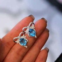 Princess Style Blue Topaz Gift Earrings - $93.99