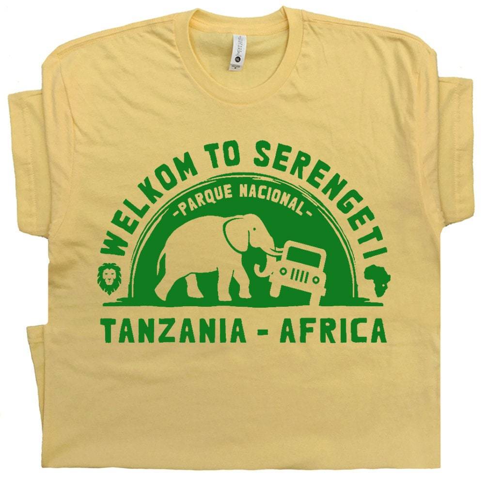 Serengeti National Park T Shirt Tanzania Africa Shirt Elephant Shirt Vintage Cir - $19.99
