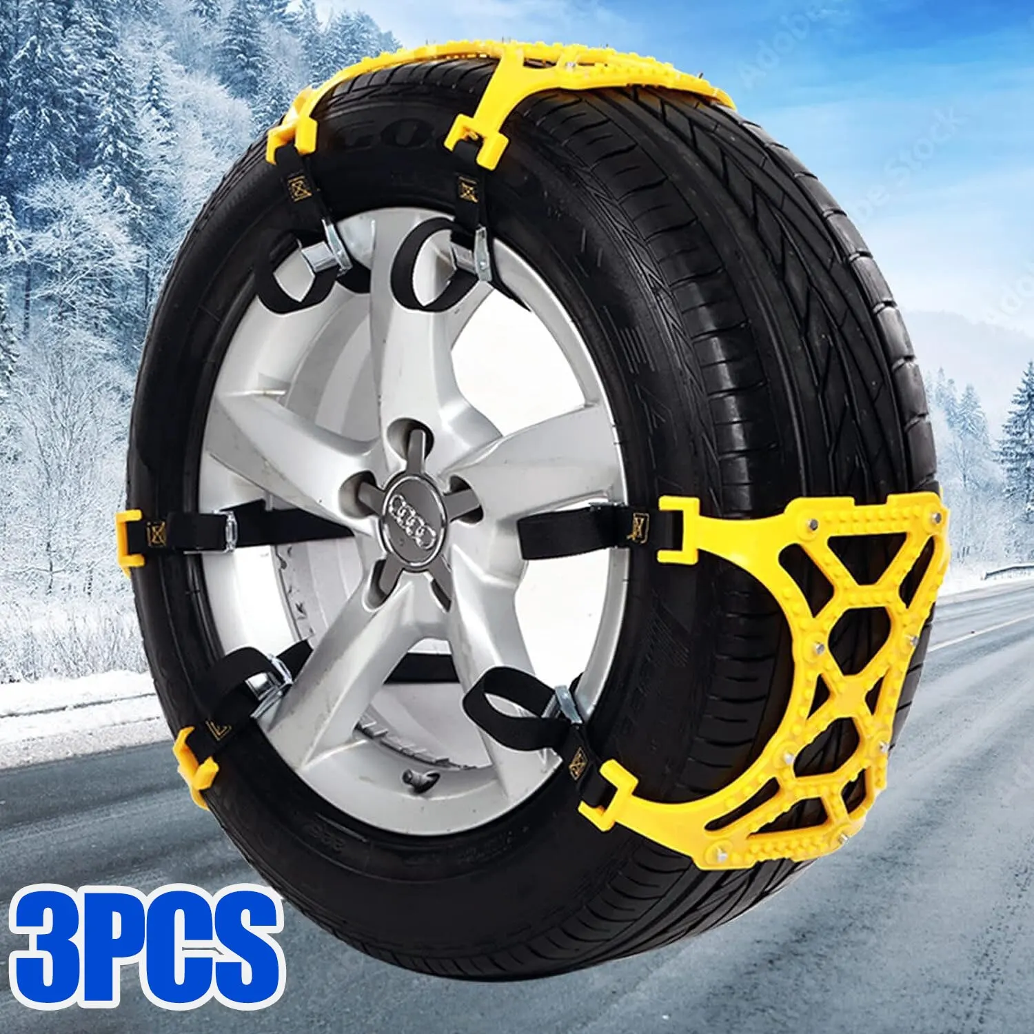 3pcs Car Snow Tire Chains Mud Tyre Wheels Thick Anti-Skid Belt For Car/SUV/Truck - $35.32