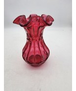 Fenton, Vase, Cranberry, &quot;Country Cranberry&quot;, Dot &amp; Flute Pattern. - $474.22 MXN