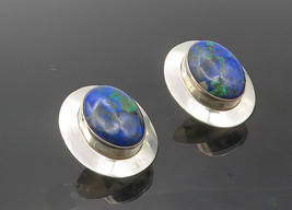 CAROL FELLEY 925 Silver  - Vintage Cabochon Cut Azurite Drop Earrings - EG5087 - £123.70 GBP