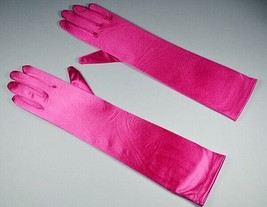 Bridal Prom Costume Adult Satin Gloves Fuchsia Solid Elbow Length New Party - $11.64