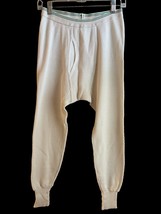 VTG Hanes Heavyweight Green Tag Cream Thermal Base Layer Pants Bottoms S... - $18.57