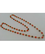 Elegant Indian Golden Beads Jaipuri Jewelry 22K Gold Plated 30&quot; long Chain - £12.75 GBP
