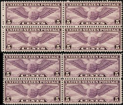 C16, Mint VF NH 5¢ Two Block of Four Stamps CV $68 - Stuart Katz - £31.56 GBP