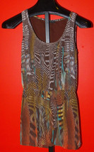 Glam Brown Scoop Neck Lined Tank Top Size Small Long Length - $9.99