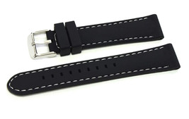 24mm Silicone Rubber Black With White Watch Band Strap for Men and Women-Q290 - £9.56 GBP