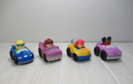 Little People Wheelies Cars lot purple blue racecar  yellow tow truck 2 ... - $12.46