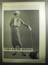 1951 Saks Fifth Avenue Fashion Towne Suit Ad - Costume news: Worsted checks - $18.49