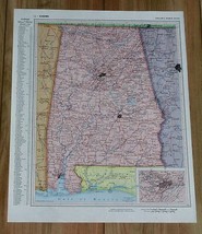 1958 Original Vintage Map Of Alabama Birmingham - $24.22