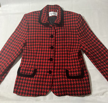 JH Collectibles Womens Size 12 Blazer Houndstooth Wool Rayon Retro Made In USA - £23.97 GBP