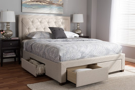 Simms Light Beige Fabric Upholstered King Size Storage Bed - $1,067.00