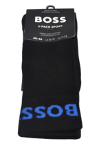 Hugo Boss Men&#39;s Italy 2 Pack Black Logo Finest Cotton Socks  One Size 7-13 - £24.63 GBP