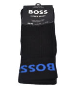 Hugo Boss Men&#39;s Italy 2 Pack Black Logo Finest Cotton Socks  One Size 7-13 - £24.56 GBP