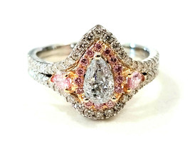 Engagement Diamonds Ring 1.47ct Natural Fancy Blue &amp; Argyle Intense Pink GIA 3PP - £32,005.27 GBP