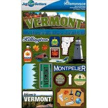 Reminisce Jet Setters State Dimensional Stickers 4.5&quot;X7.5&quot;-Vermont - $14.92