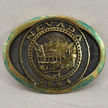 Vintage Belt Buckle 1976 Solid Bronze Nevada State Seal 1864 Heritage Mint - £47.20 GBP