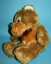 Puli Intl Brown Shaggy Plush Teddy Bear 13&quot; Black Nose Tony Soft Toy Stuffed Bow - £10.13 GBP