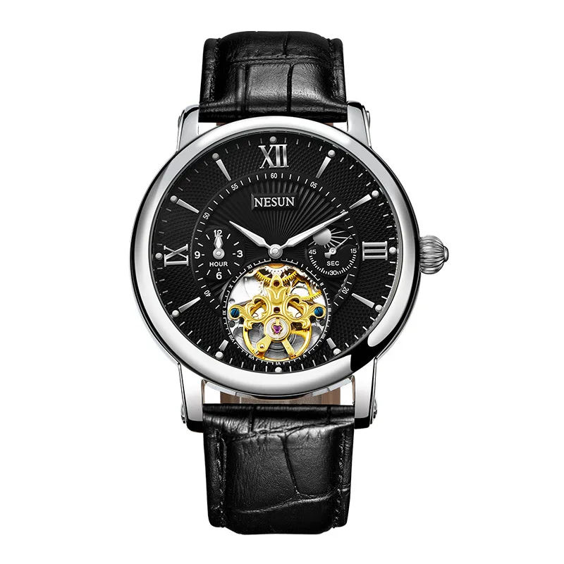 Ne For Mens Watch Tourbillon Automatic Skeleton Mechanical Wristwatch  Leather S - £158.58 GBP