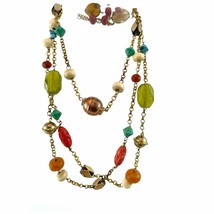 Multi Colored Bead Station Necklace Jewelry Boho Style Various Designs  - £9.91 GBP