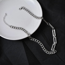 Titanium Steel Link Chain Necklace for Men Women,Punk Hip Hop Necklace - £9.61 GBP