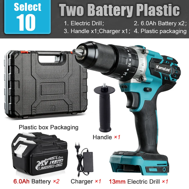 Kamolee 1M Brushless Electric Impact Drill Cordless Screwdriver Lithium Battery  - £428.71 GBP