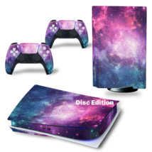 For PS5 Disc Edition Console &amp; 2 Controller Galaxy Vinyl Wrap Skin Decal  - £13.54 GBP