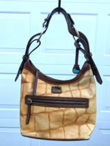 DOONEY &amp; BOURKE Croc Embossed  Leather Camel Brown Hand bag Purse Hobo C... - $99.77