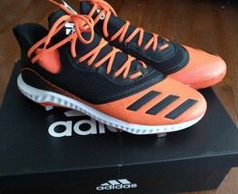 NEW Adidas Men&#39;s Icon V Bounce Orange Black Baseball Cleats Sz 15 FREE SHIP - £27.30 GBP