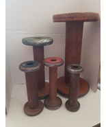 5 Industrial Wood Thread Spools 9 1/2&quot; 7 1/4&quot; 5 1/4&quot; 5&quot; ^ G - $100.00