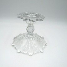 Vintage Cambridge Chantilly 4&quot; Candle Holder Clear Etched Glass Scalloped Edge - $19.80