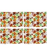 Colorful Fall Leaves Autumn Harvest Cotton Canvas Placemats, Set of 4 - $24.18