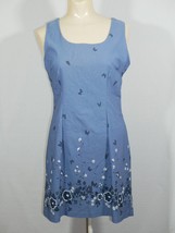 Vtg Weathervane Blue Floral Butterfly Sleeveless Mini Dress Sz 9 - £23.59 GBP