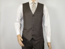 Men Suit BERLUSCONI Turkey 100% Italian Wool Super 180's 3pc Vested #Ber6 Brown image 6