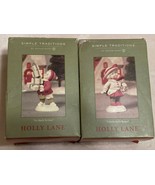 Dept 56 Simple Traditions Holly Lane Boy with Presents &amp; Girl Ceramic Fi... - £7.47 GBP